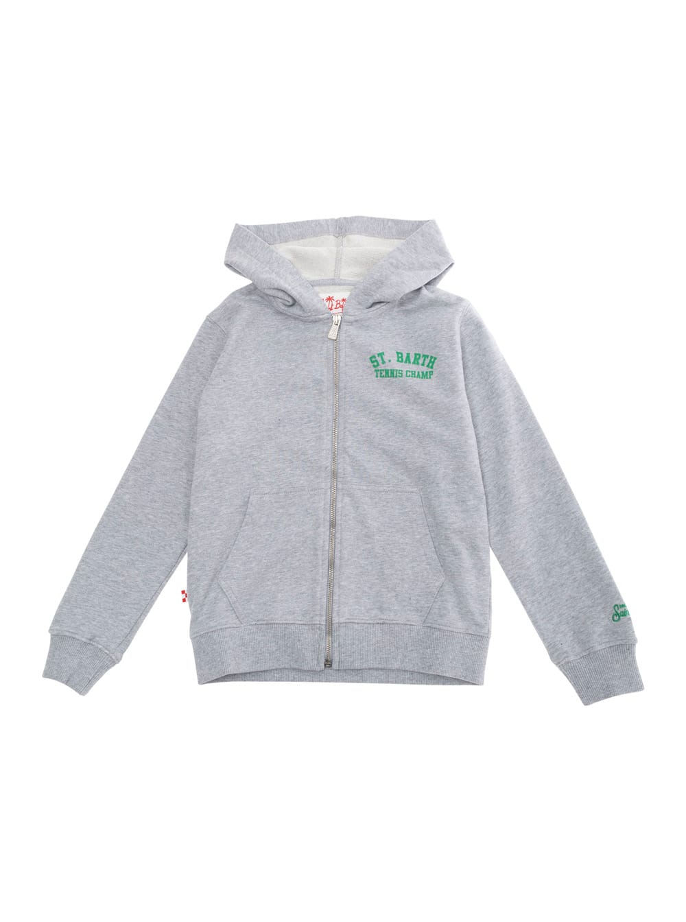 MC2 Saint Barth Grey Sweatshirt With Logo Lettering On The Front And Maxi Logo Print On The Rear In Cotton Boy