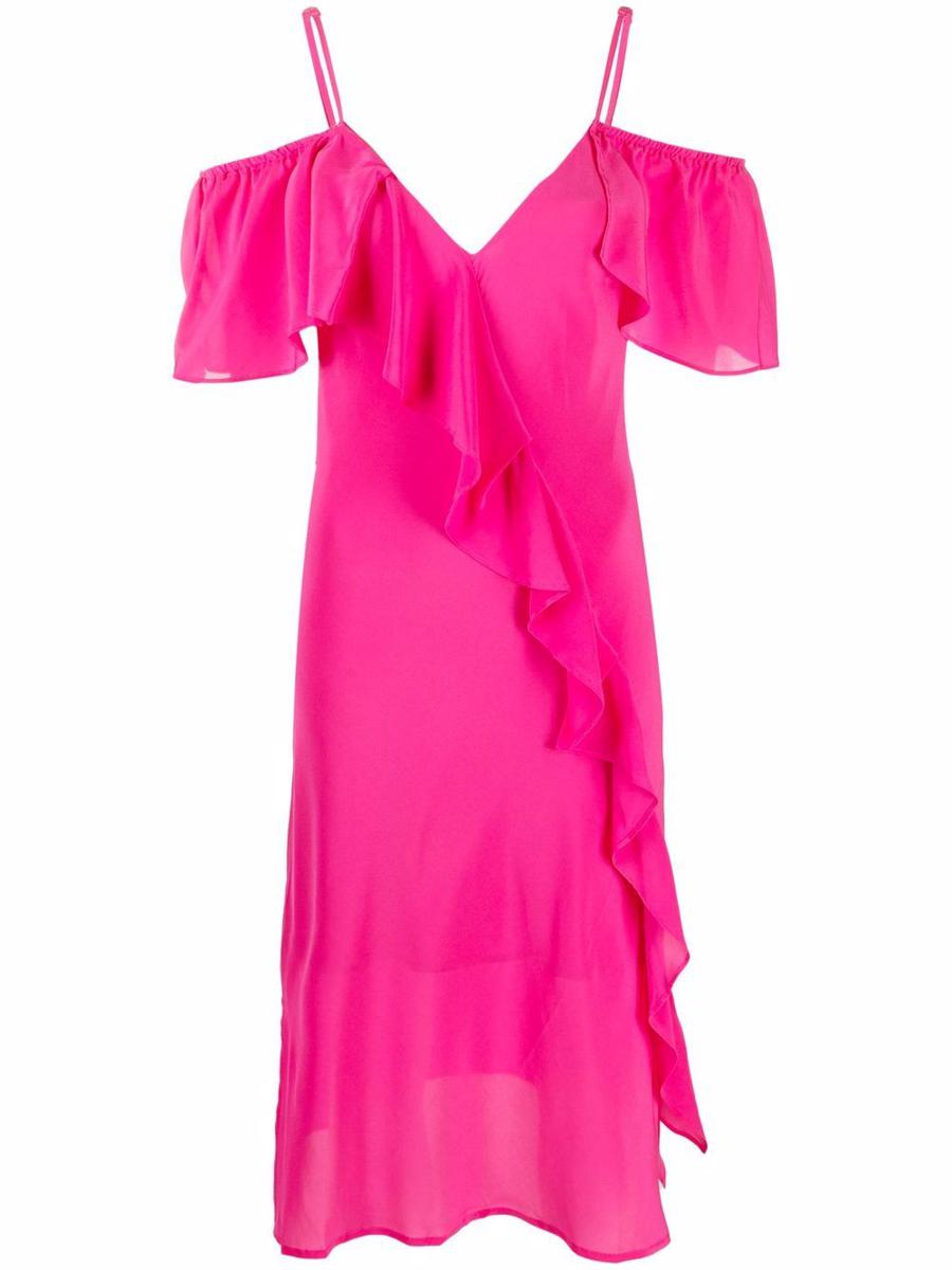 Gold Hawk Dress With Rouches