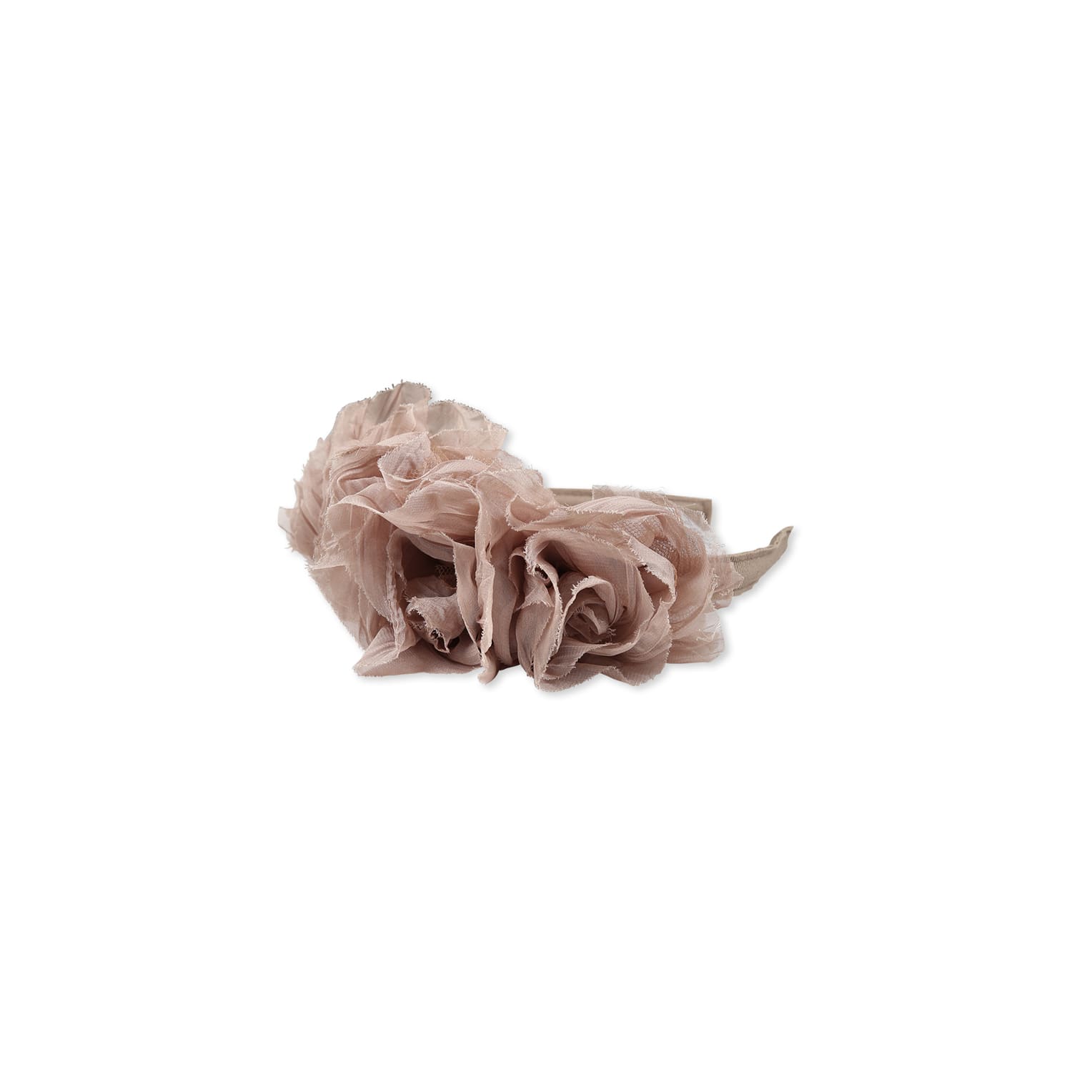 Caffe' d'Orzo Beige Headband For Girl With Roses