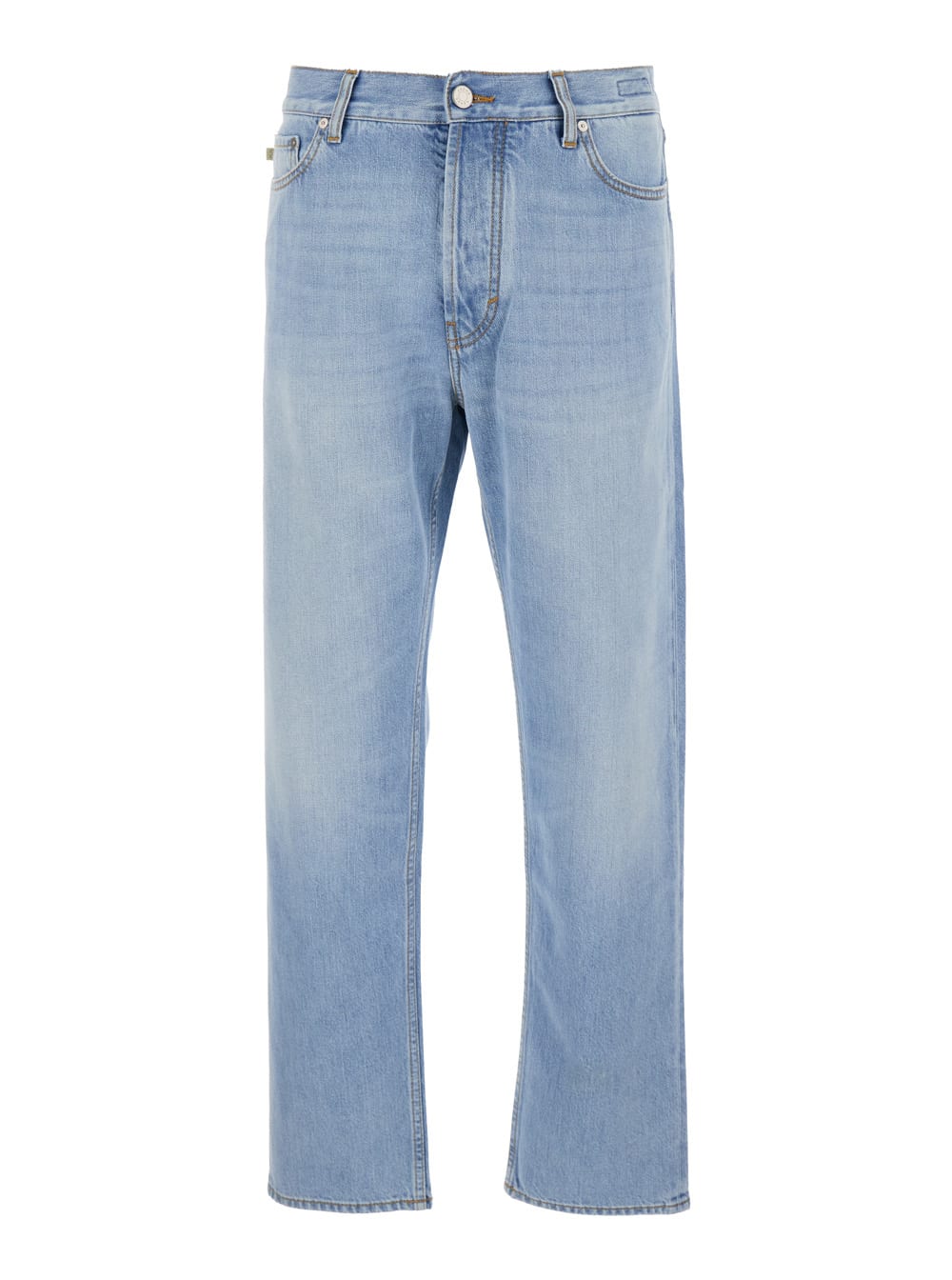 Jacob Cohen Light Blue Five Pocket Jeans With Logo Patch On The Back In Denim Man