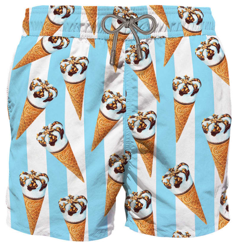 MC2 Saint Barth Man Classic Swim Shorts With Cornetto Print Algida Special Edition