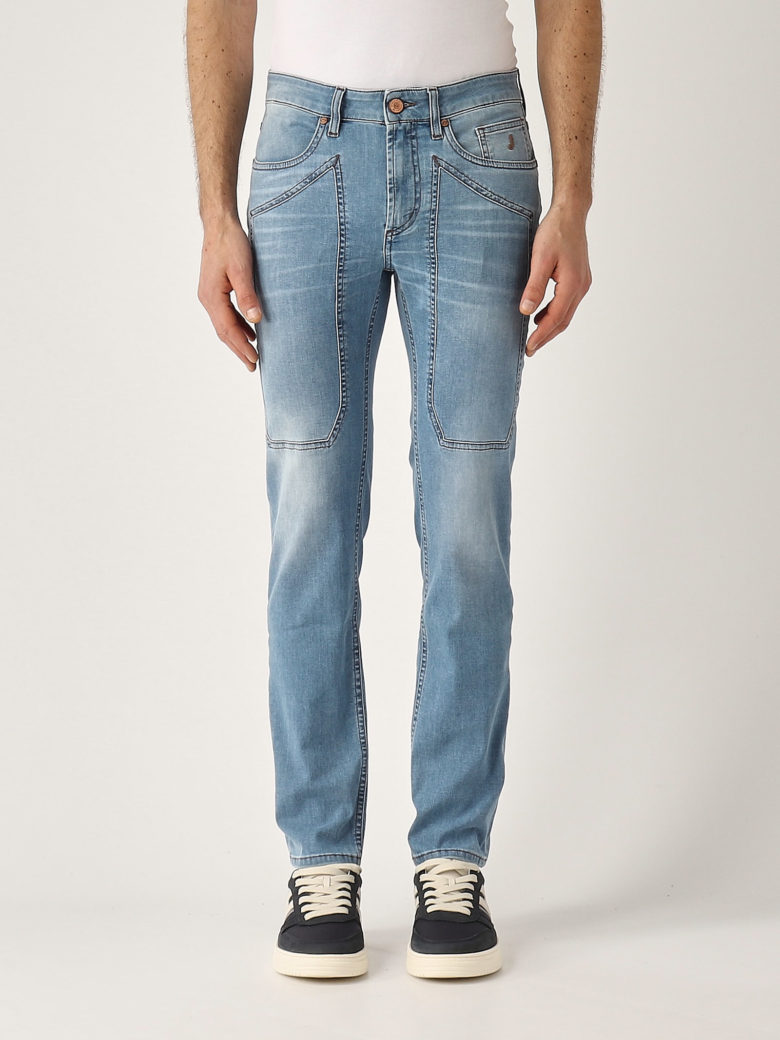 Jeckerson James 5 Tasche Con Toppa Skinny Fit Tri Blend Oz 7 3/4 Jeans