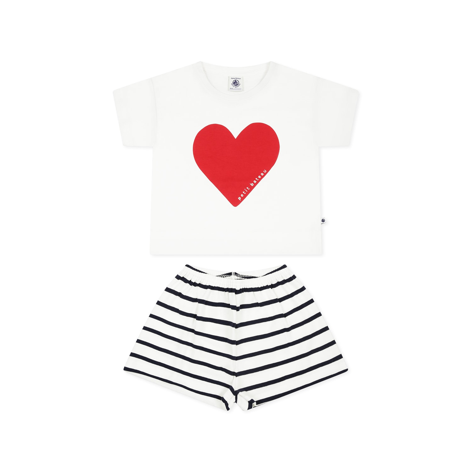 Petit Bateau White Pajamas For Girl With Heart