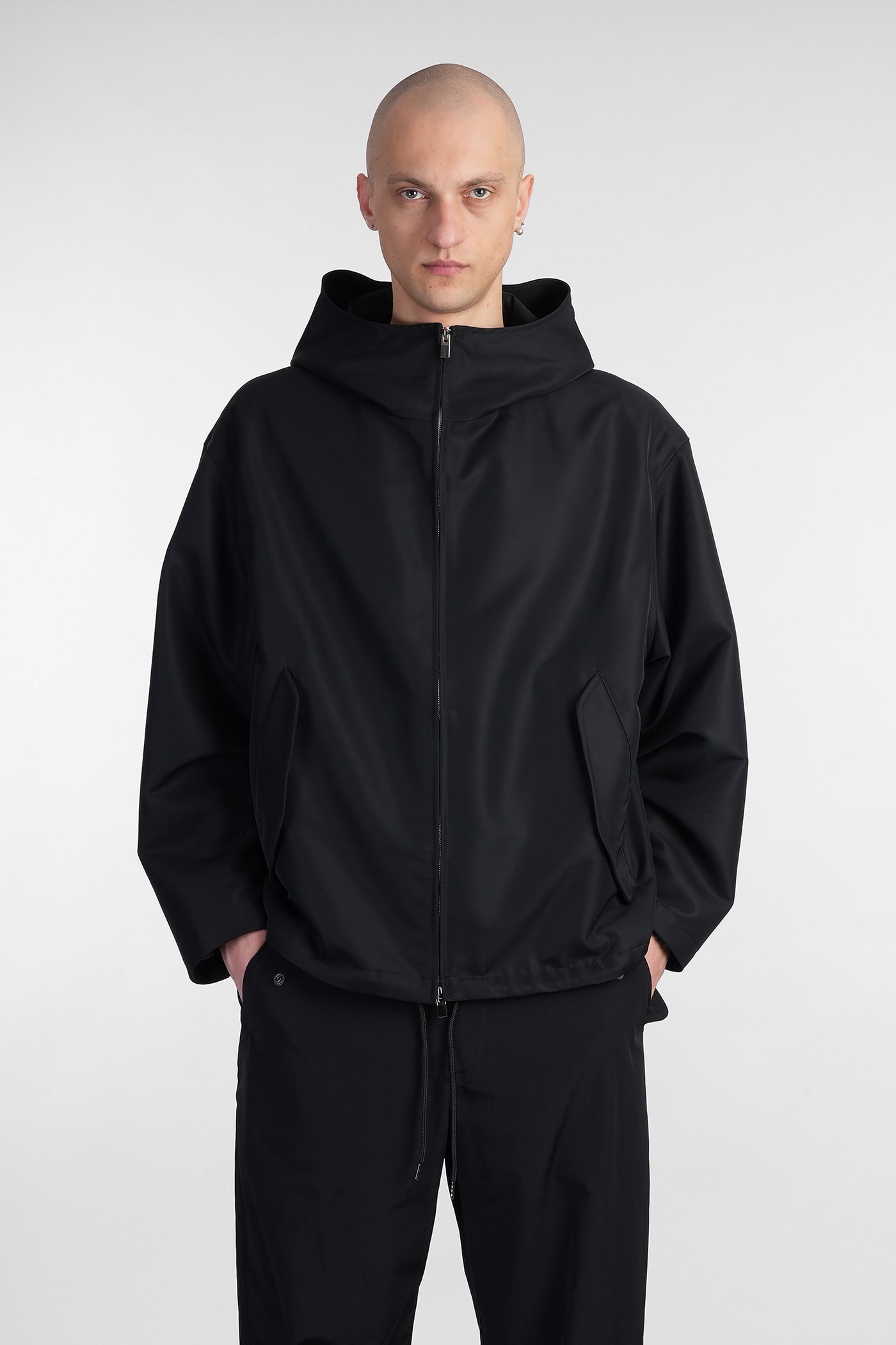 Attachment Casual Jacket In Black Wool