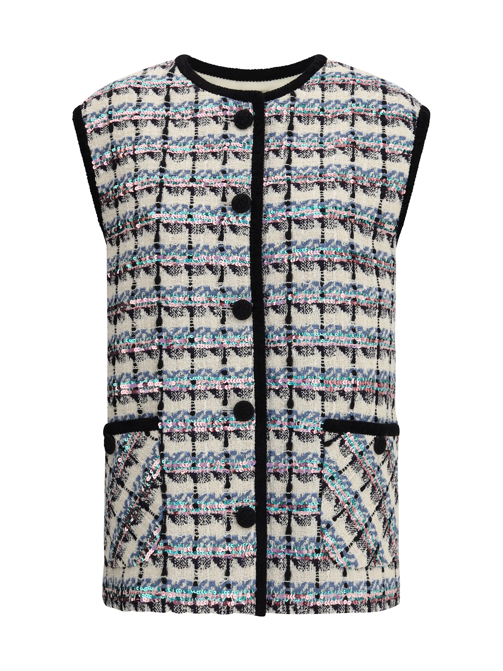 Valentino Tweed Vest With Sequins