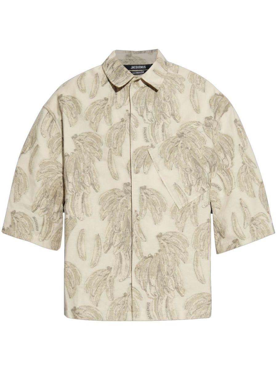 Jacquemus Beige Patterned Three-Quarter Length Sleeves Shirt