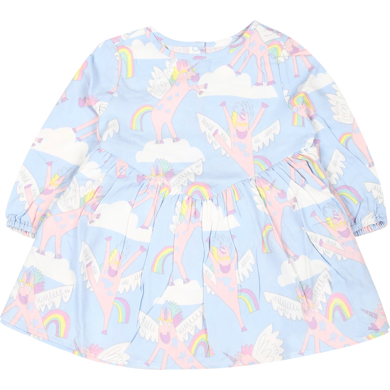 Stella McCartney Kids Light Blue Dress For Baby Girl With Unicorn