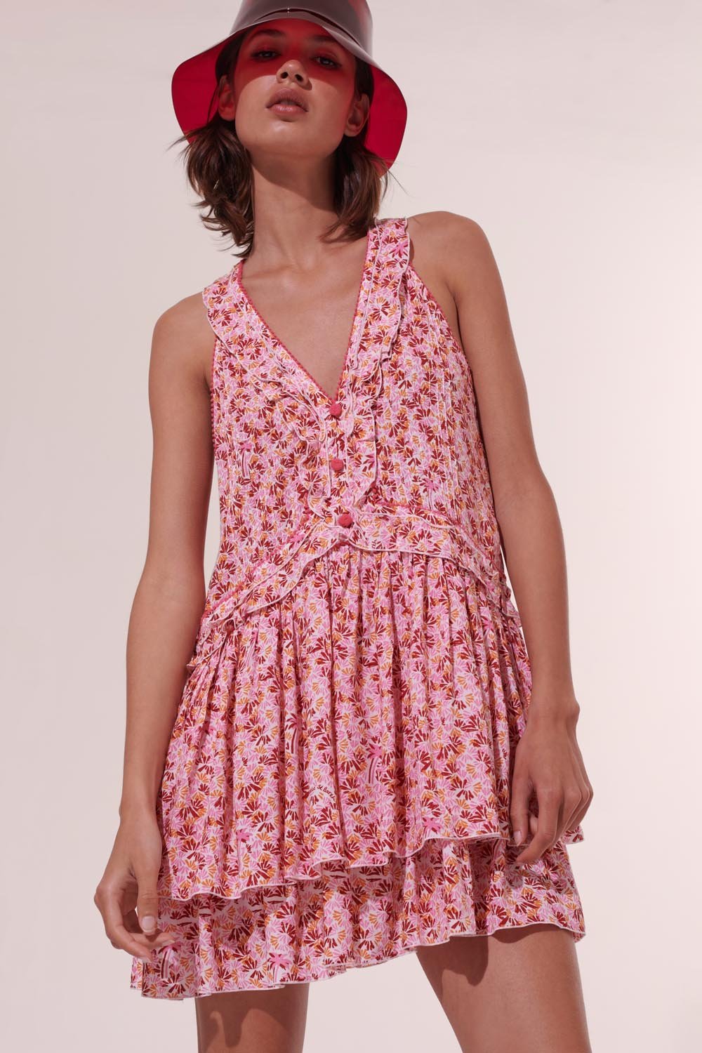 Mini Dress Mae - Pink Damask