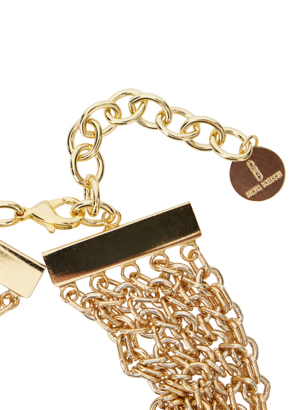Silvia Gnecchi bandite Gold-colored Necklace With Chain Design And Logo Pendant In Brass Woman