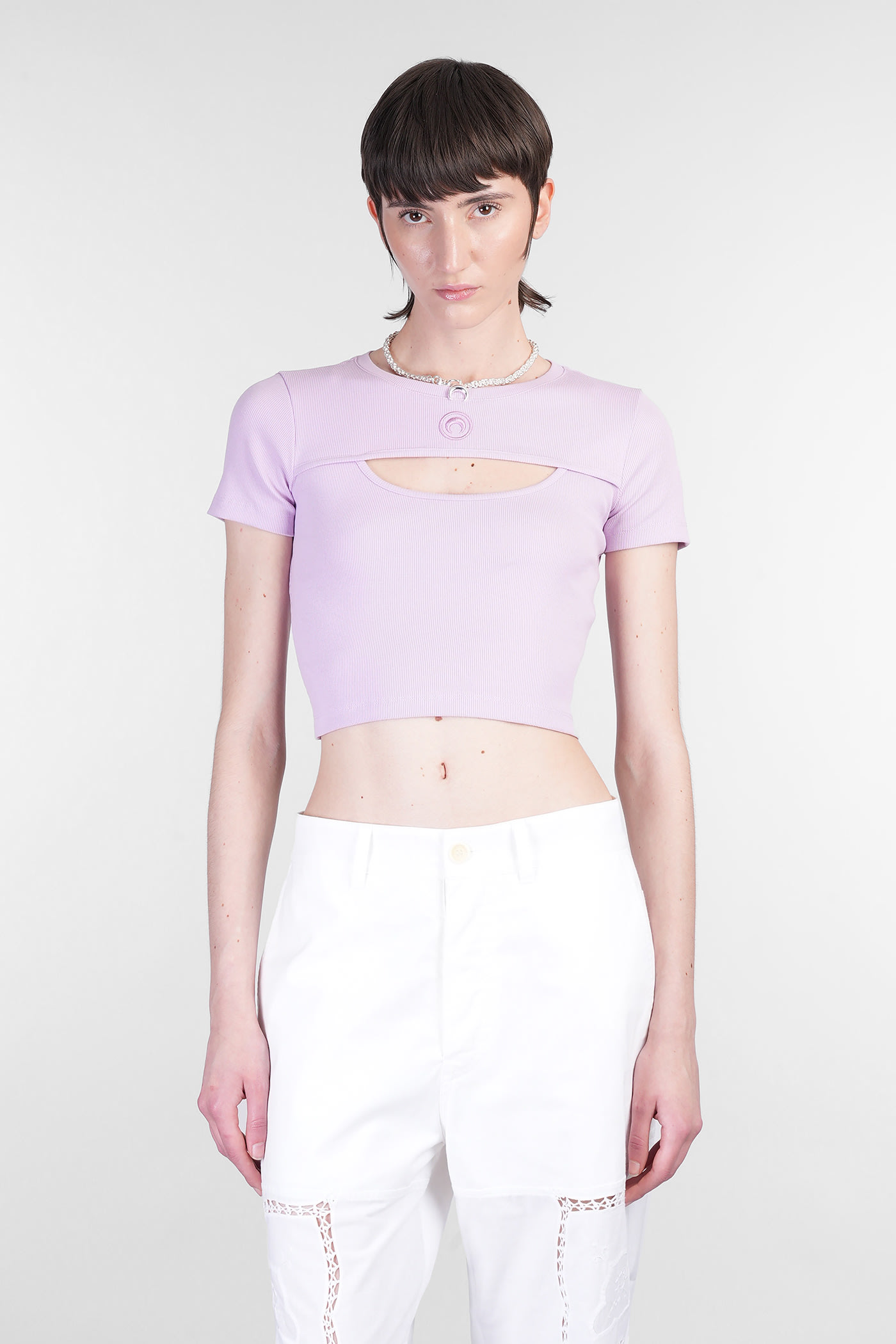 Marine Serre T-shirt In Lilla Cotton