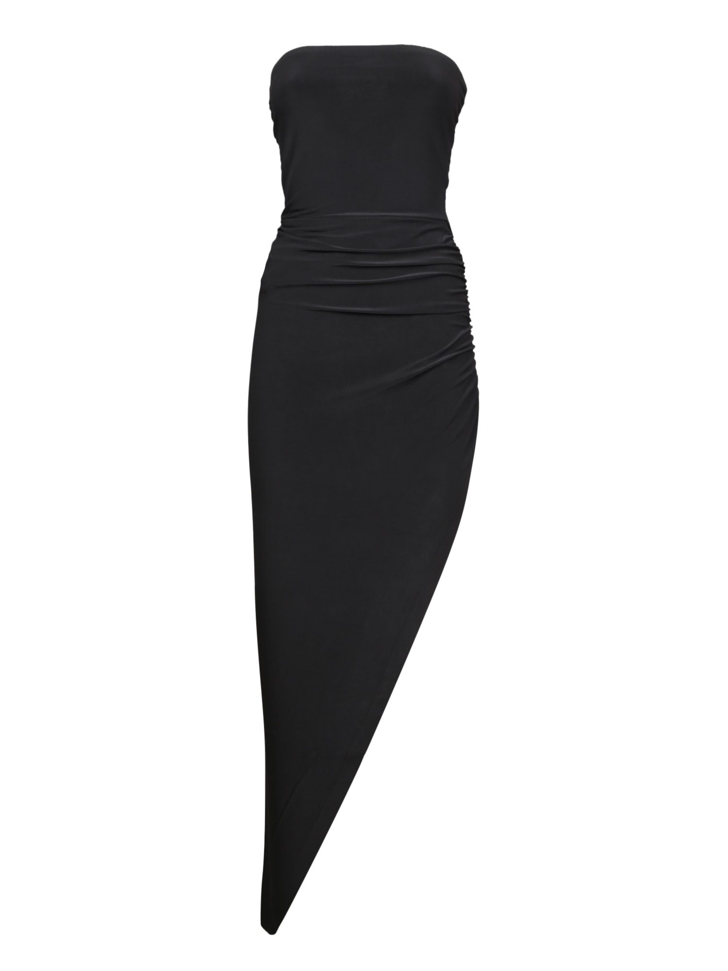 Norma Kamali Long Side Drape Black Dress