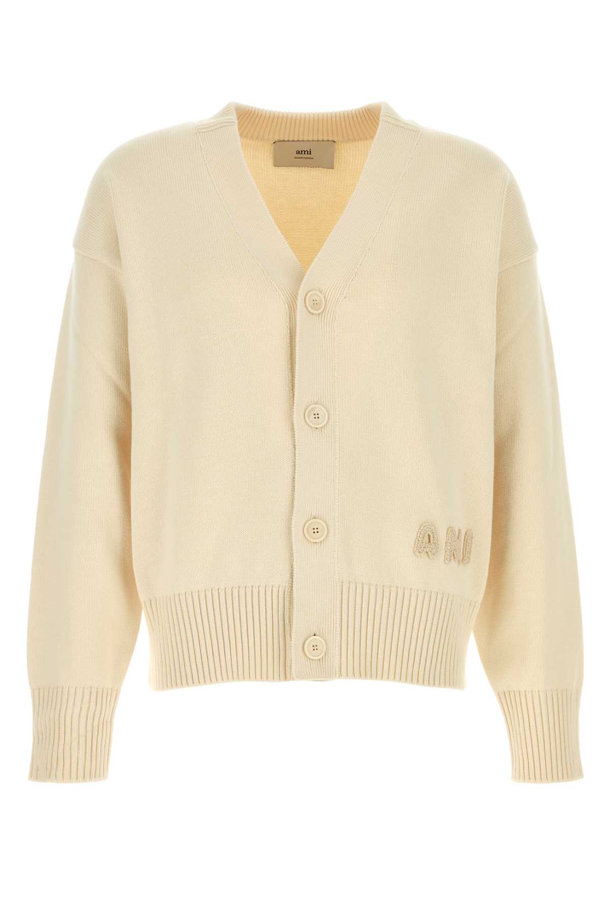 Ami Alexandre Mattiussi Cream Cotton Blend Cardigan