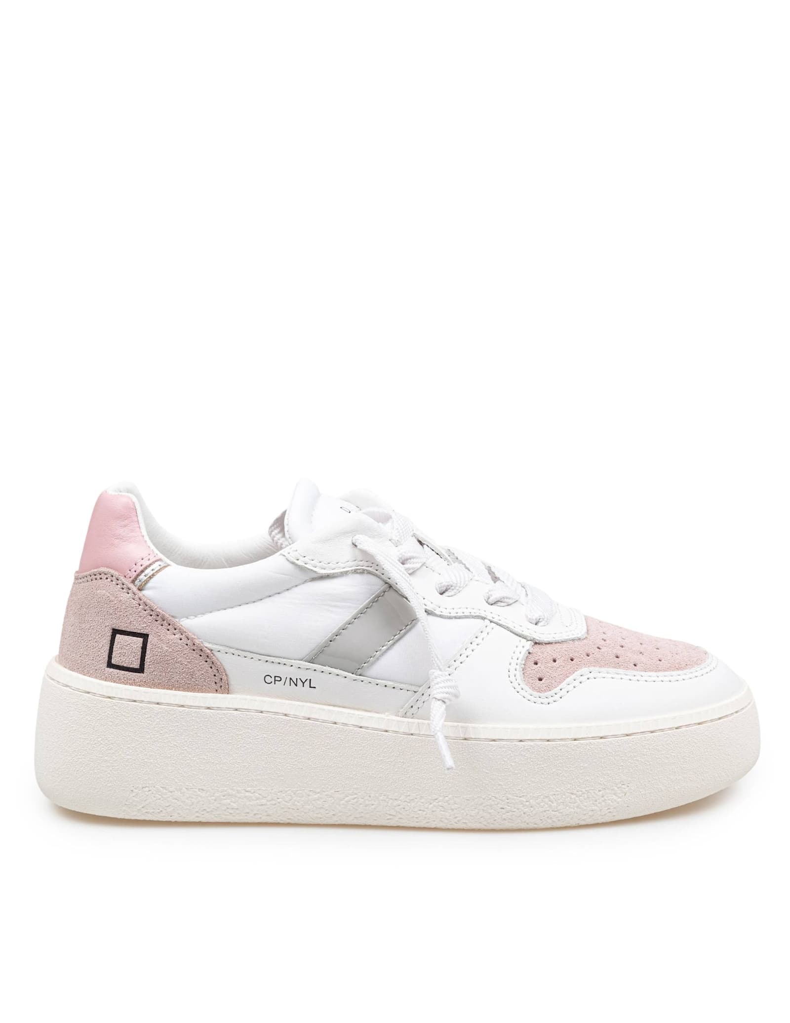 D. A.T. E. D. a.t. e Sneakers Court Platform In Leather And Suede White And Pink
