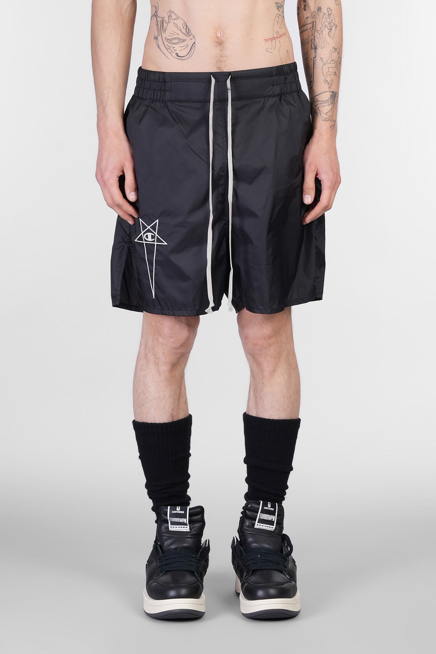Rick Owens x Champion Shorts Shorts In Black Polyamide