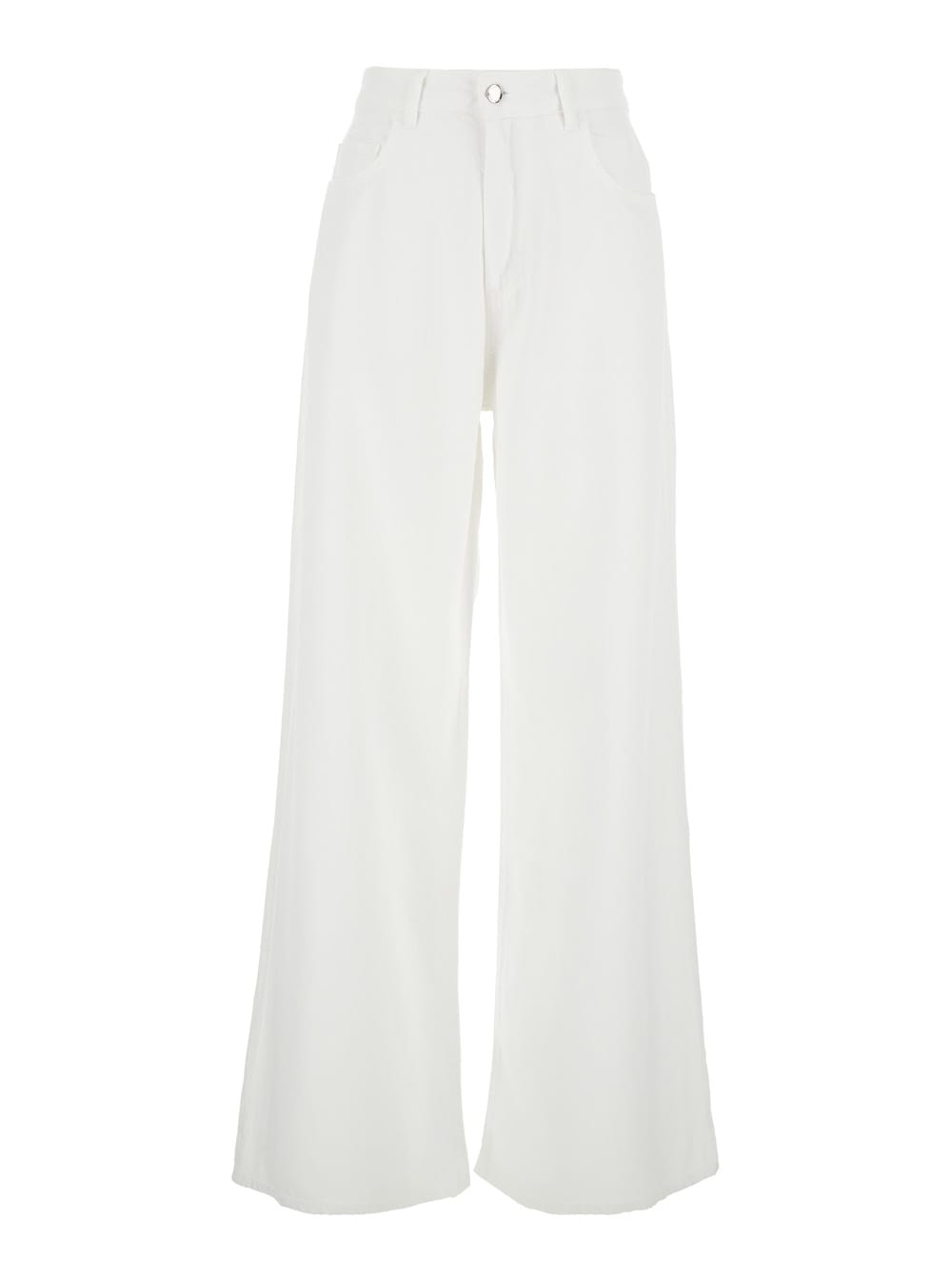 Icon Denim debby White Five Pocket Jeans With Logo Patch On The Back In Cotton Woman