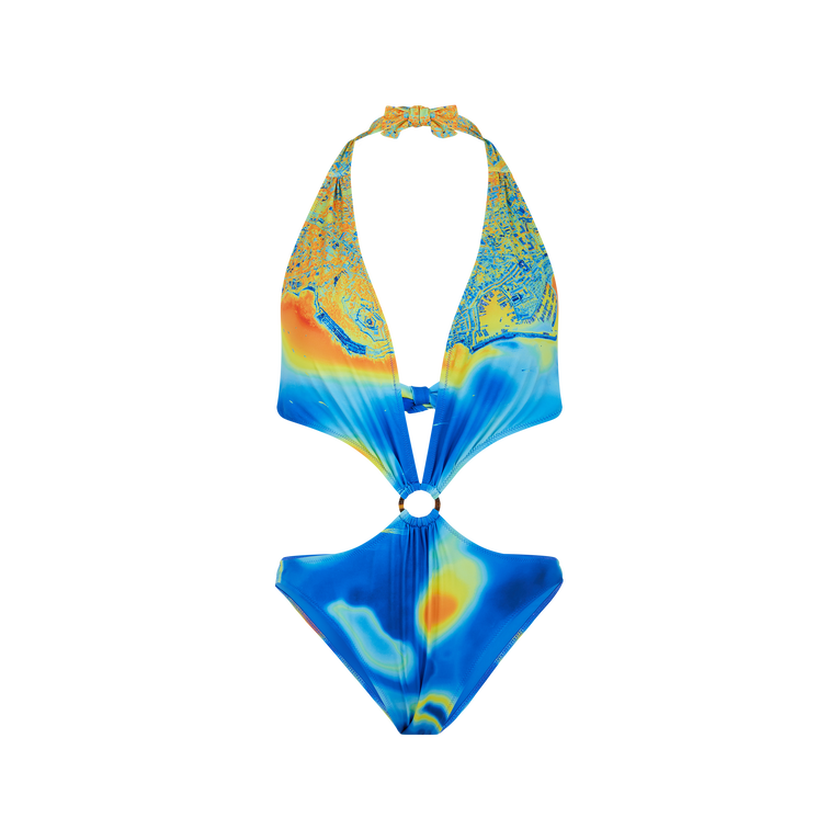 Vilebrequin Women Trikini One-piece Swimsuit Bathymétrie Des Oceans - Fresh - Blue - Size S