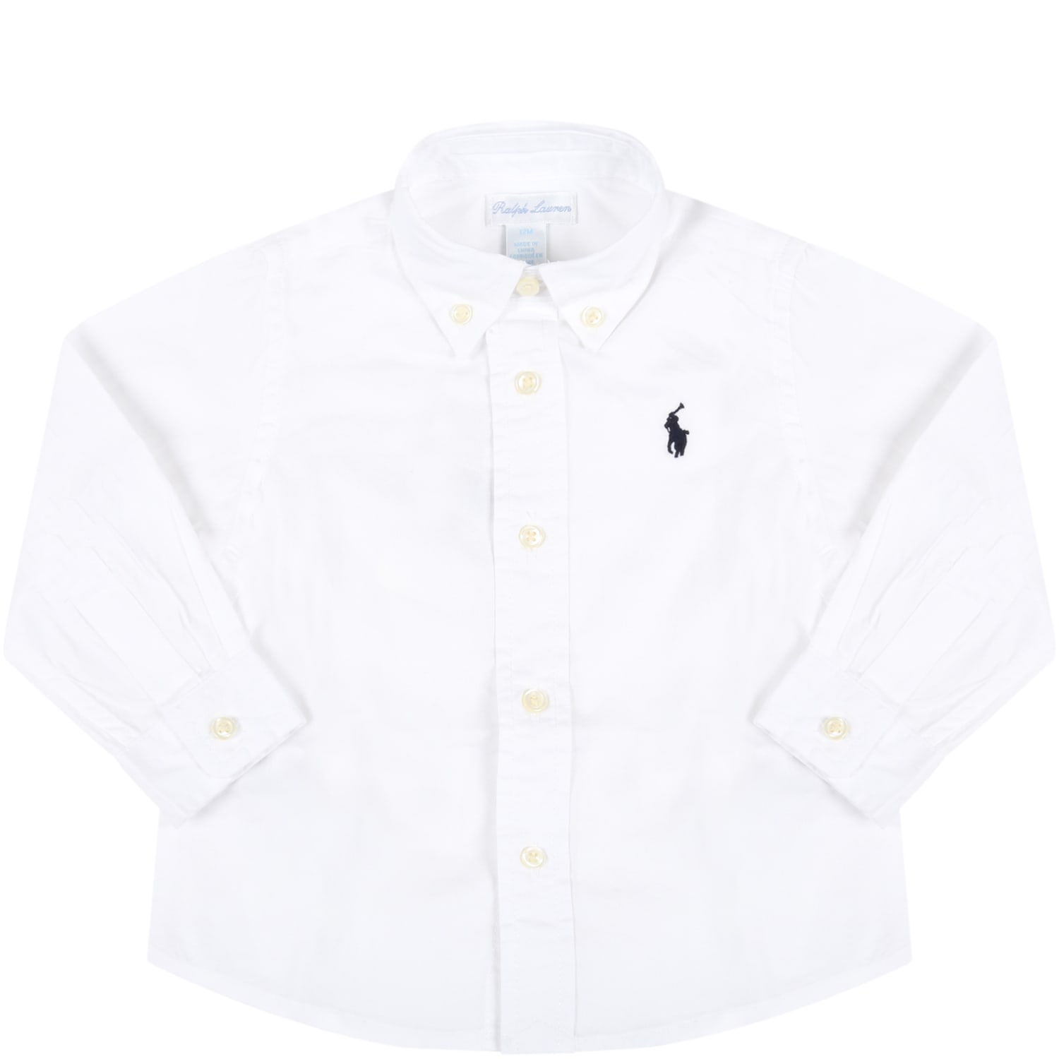 Ralph Lauren White Shirt For Bebè Boy With Blue Iconic Pony