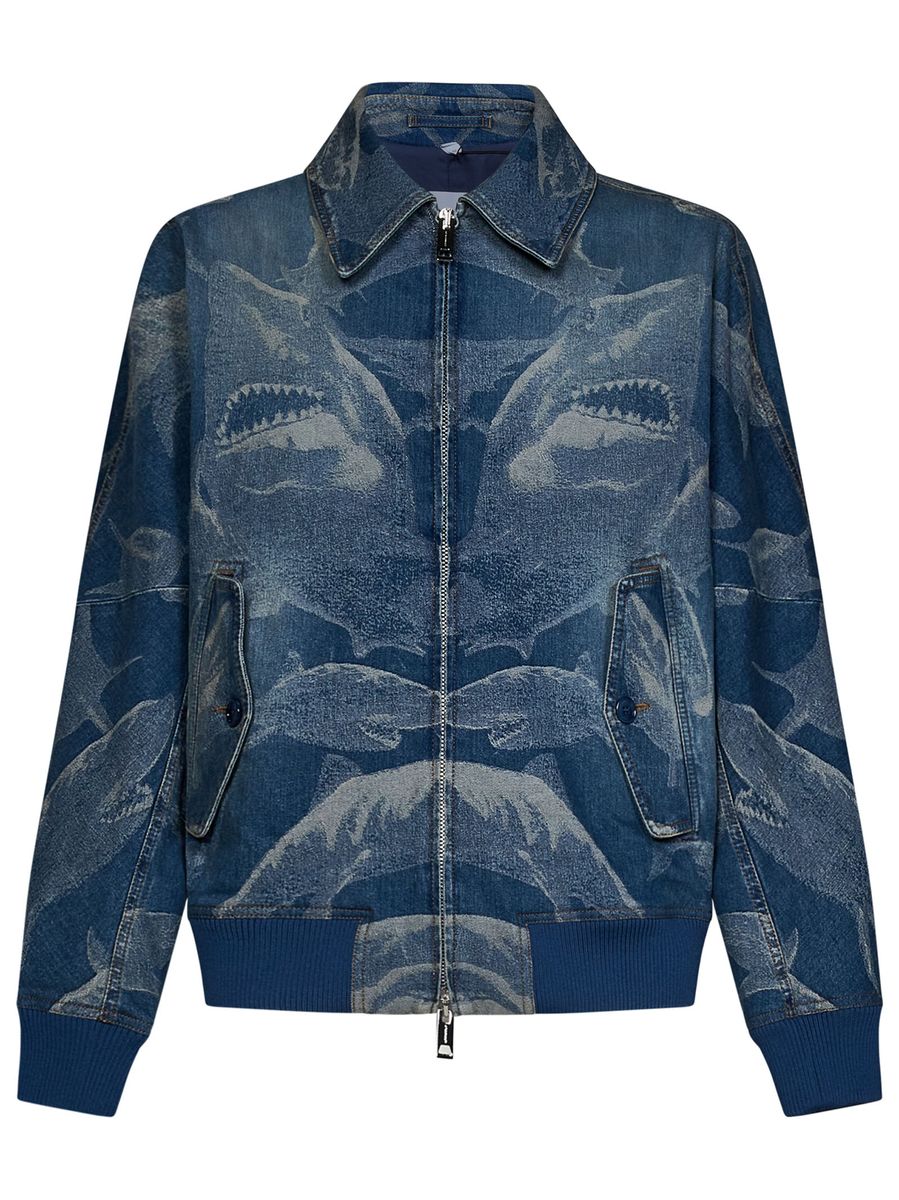Burberry Light And Dark Blue Cotton Blend Denim Jacket