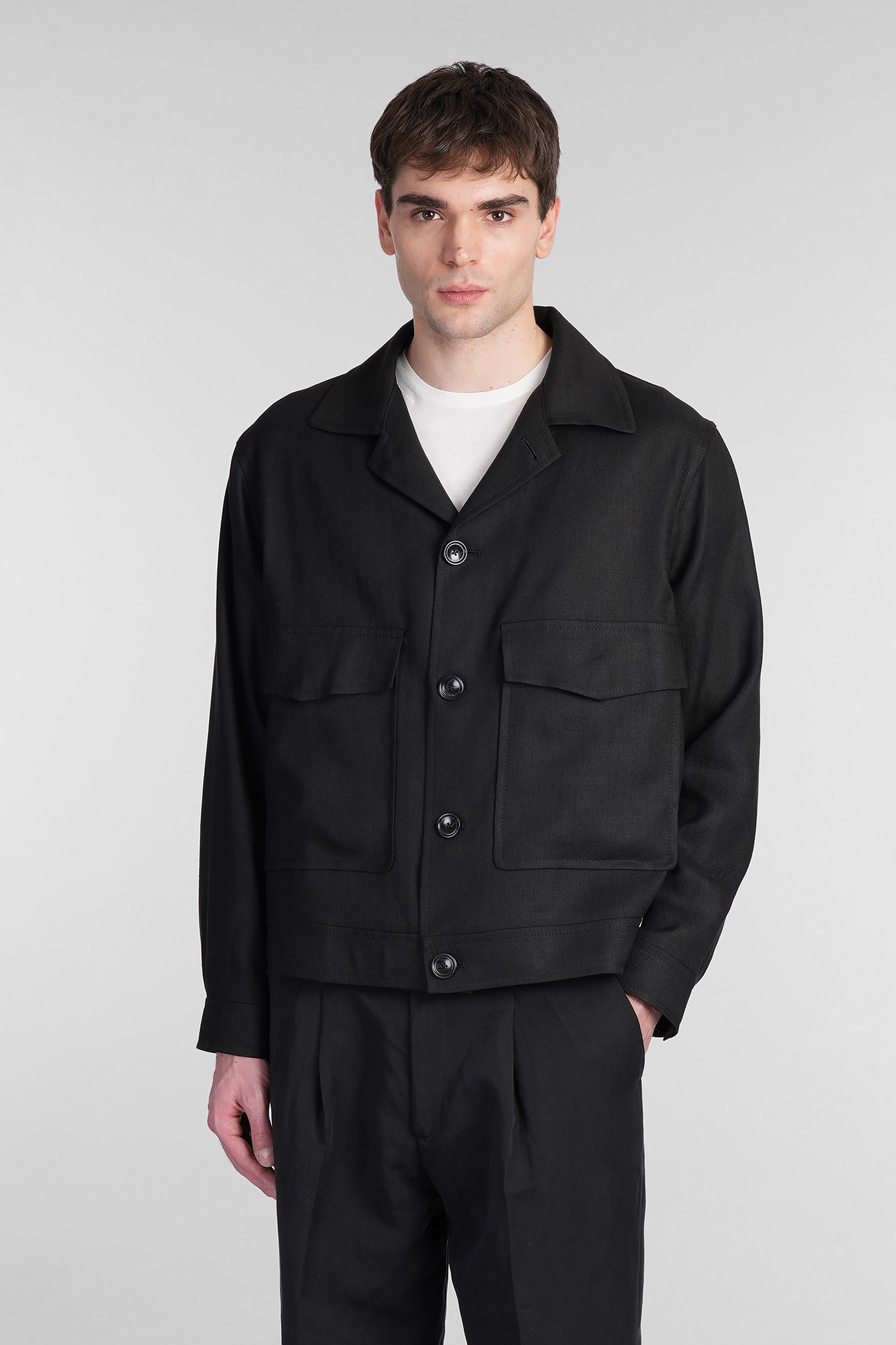 Tagliatore 0205 Amir Casual Jacket In Black Linen