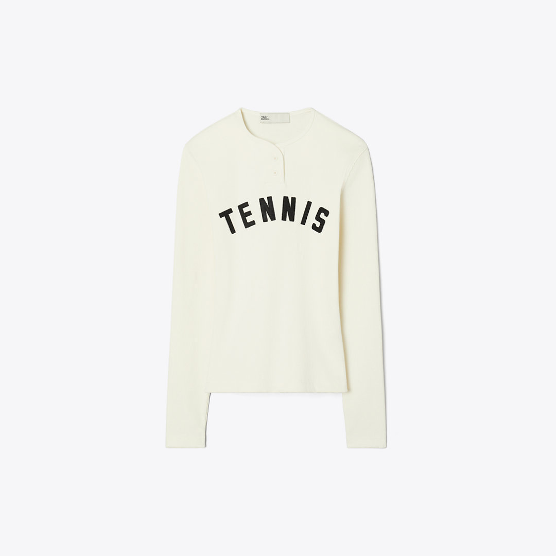 Tory Burch Ribbed Cotton Tennis Henley