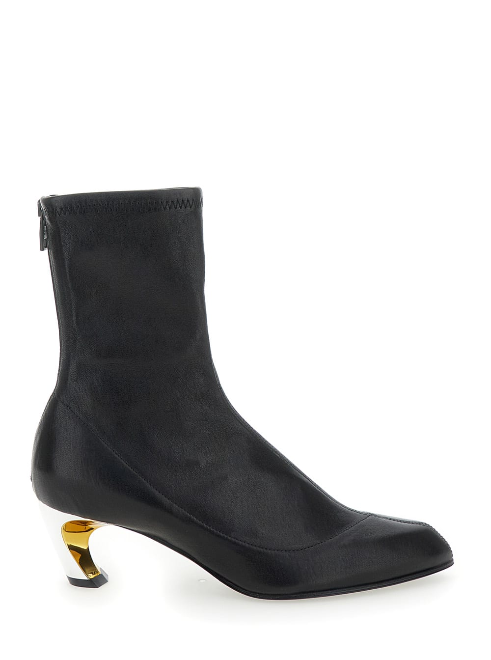 Alexander McQueen Black Leather Armadillo Ankle Boots