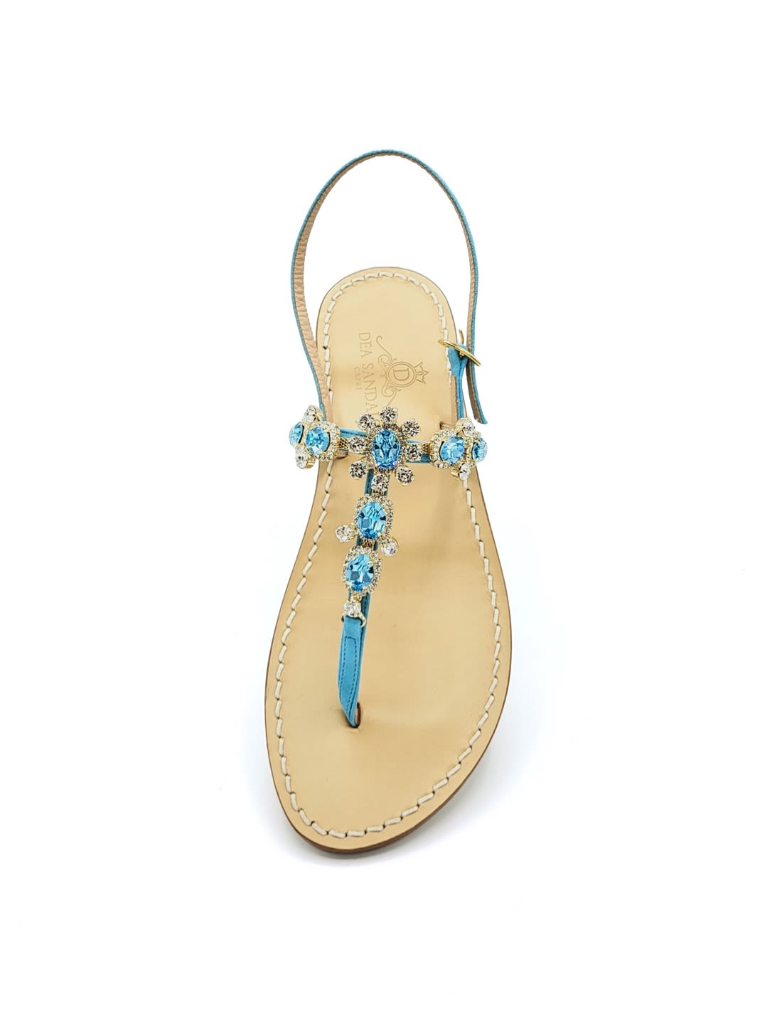 Dea Sandals Via Krupp Turquoise Suede Jewel Sandals