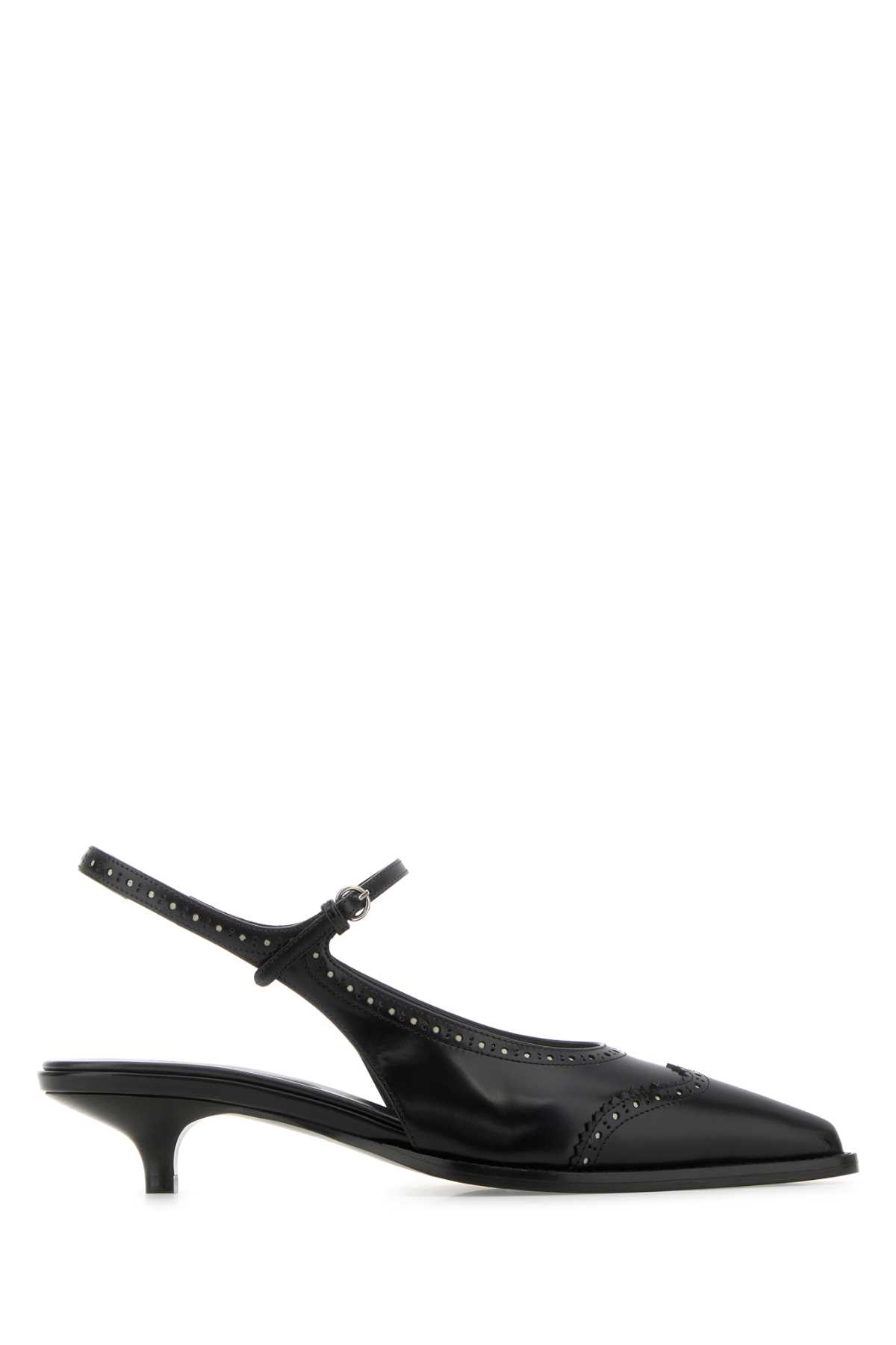 Miu Miu Black Leather Brogue Pumps