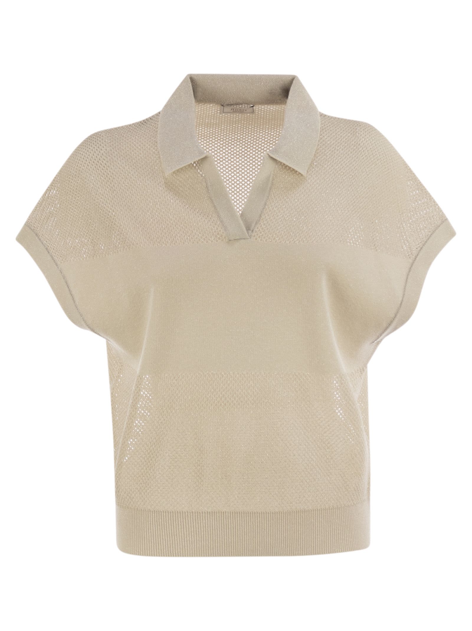 Peserico Tricot Polo Shirt In Pure Cotton Crepe Yarn
