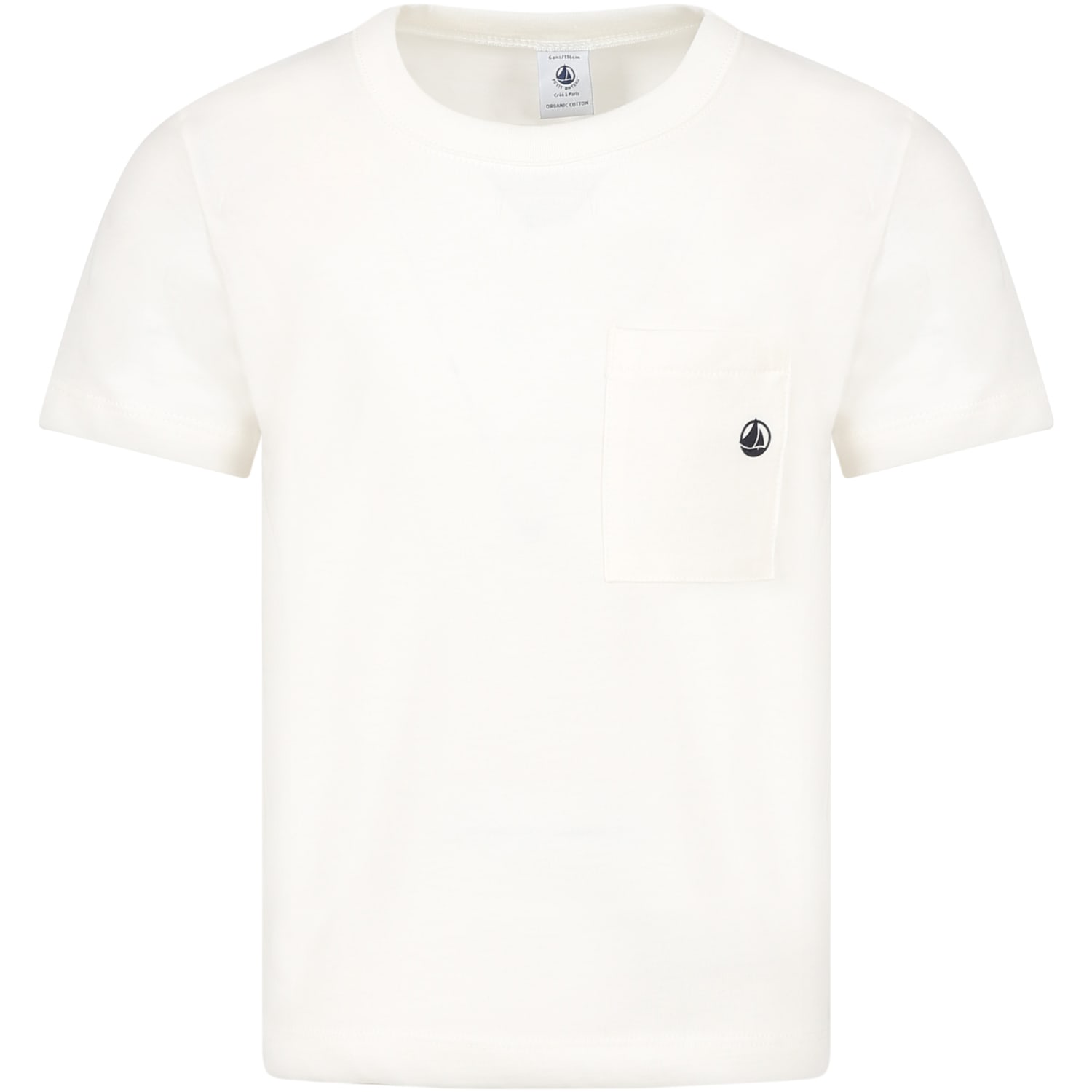 Petit Bateau Ivory T-shirt For Boy With Logo