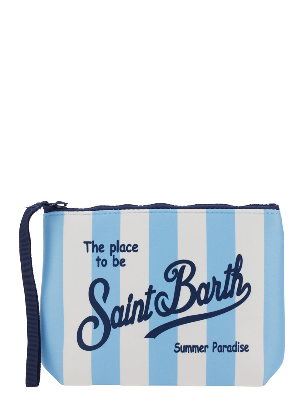 MC2 Saint Barth aline Multicolor Clutch With Lettering Logo On The Front And All-over Striped Motif In Rubber Girl