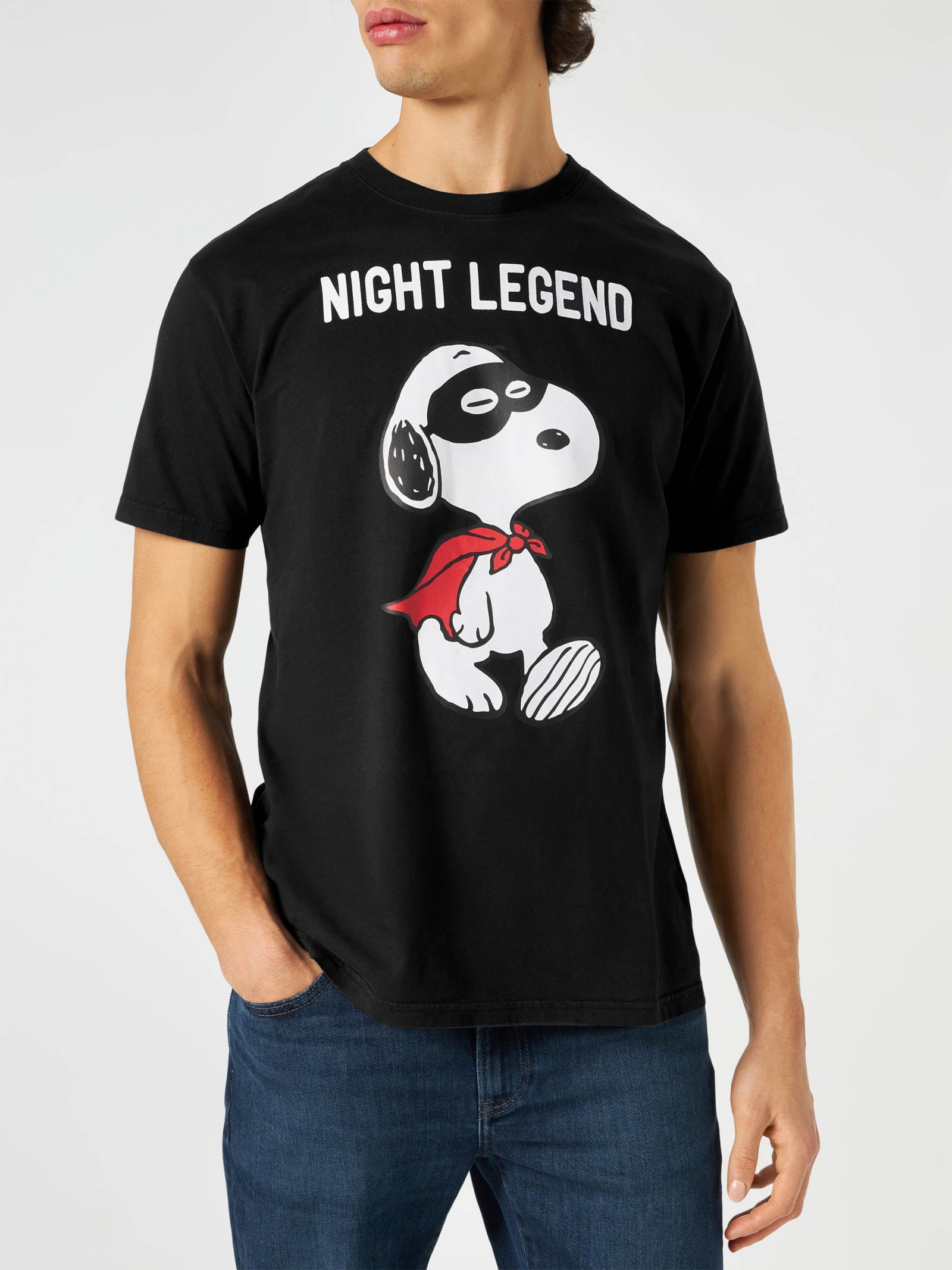 MC2 Saint Barth Man Cotton T-shirt With Snoopy Night Legend Print Snoopy - Peanuts Special Edition