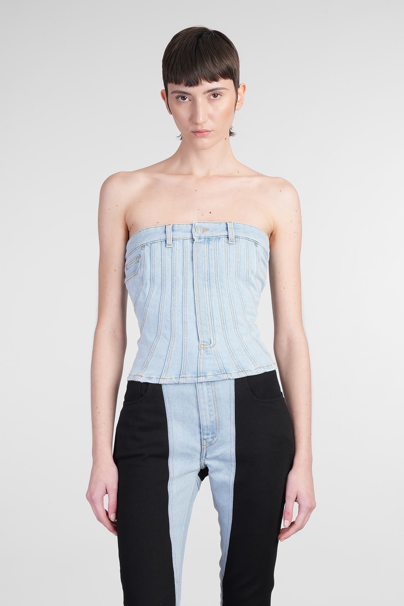 Mugler Topwear In Blue Denim