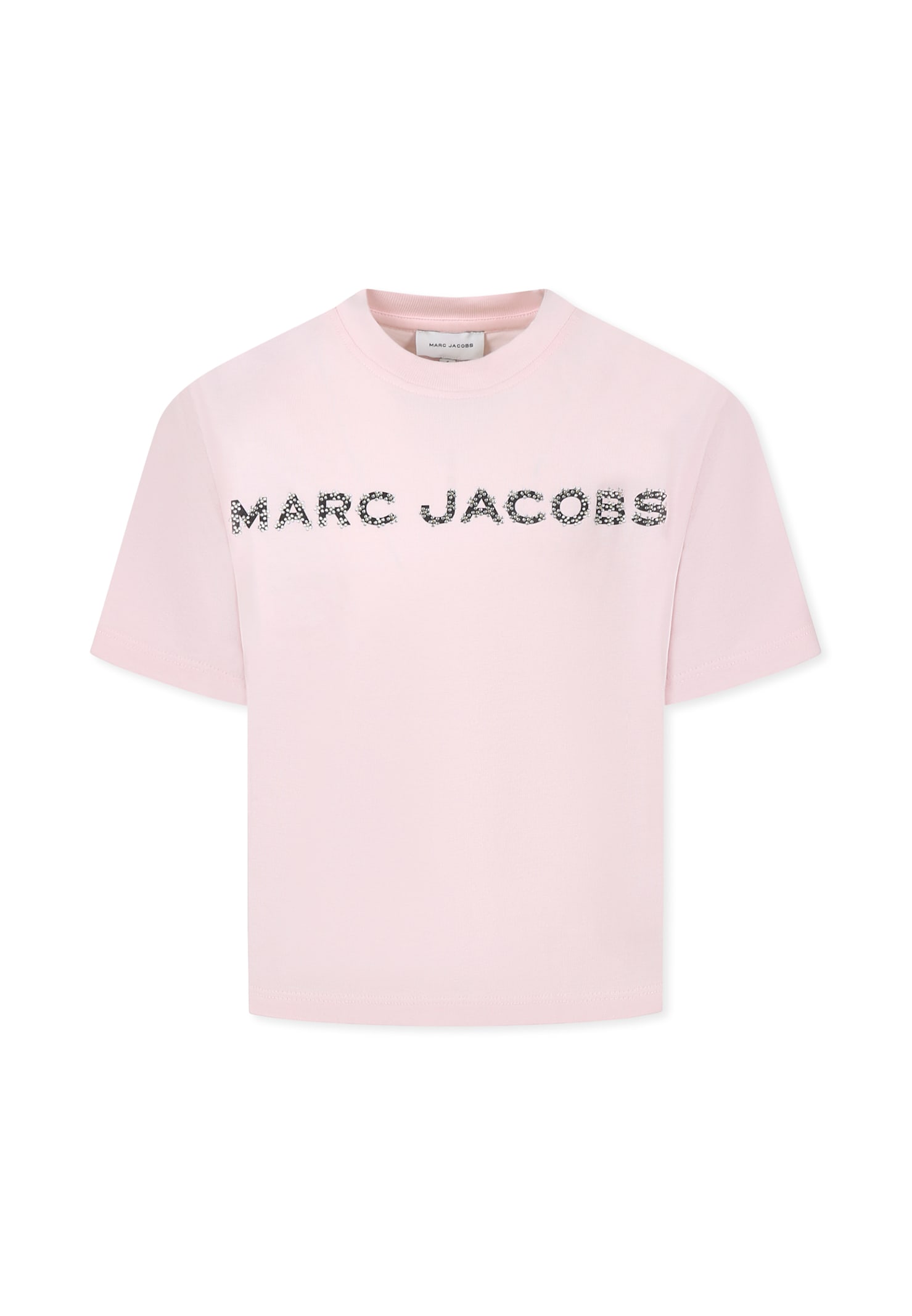 Little Marc Jacobs Pink T-shirt For Girl With Logo And Flowers