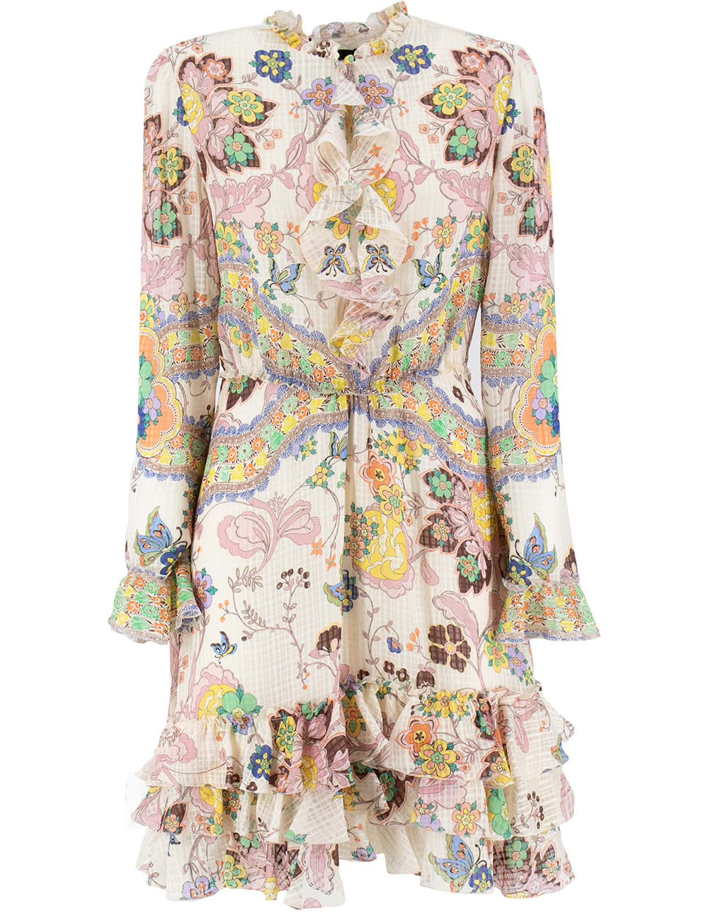 Etro Mock-neck Ruffled Mini Dress