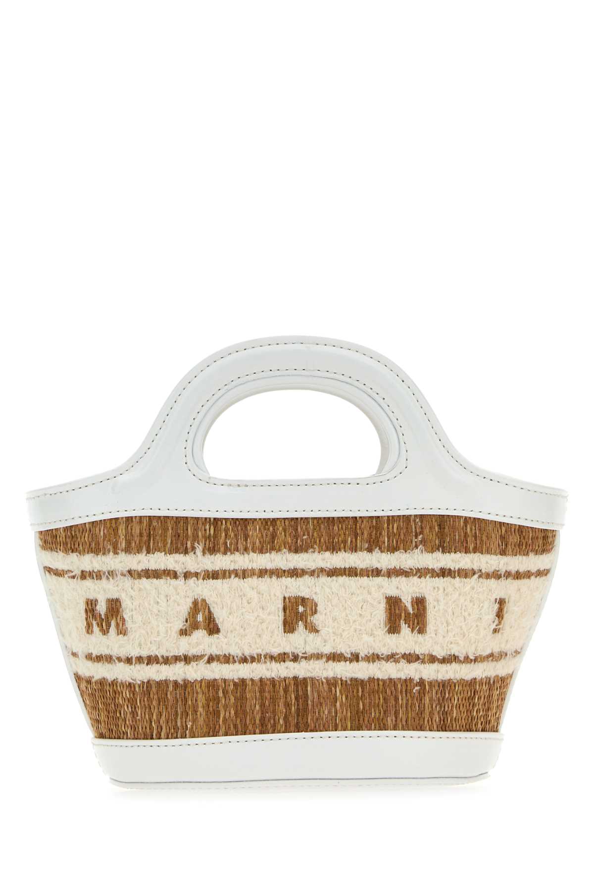 Marni Two-tone Raffia And Leather Micro Tropicalia Summer Handbag