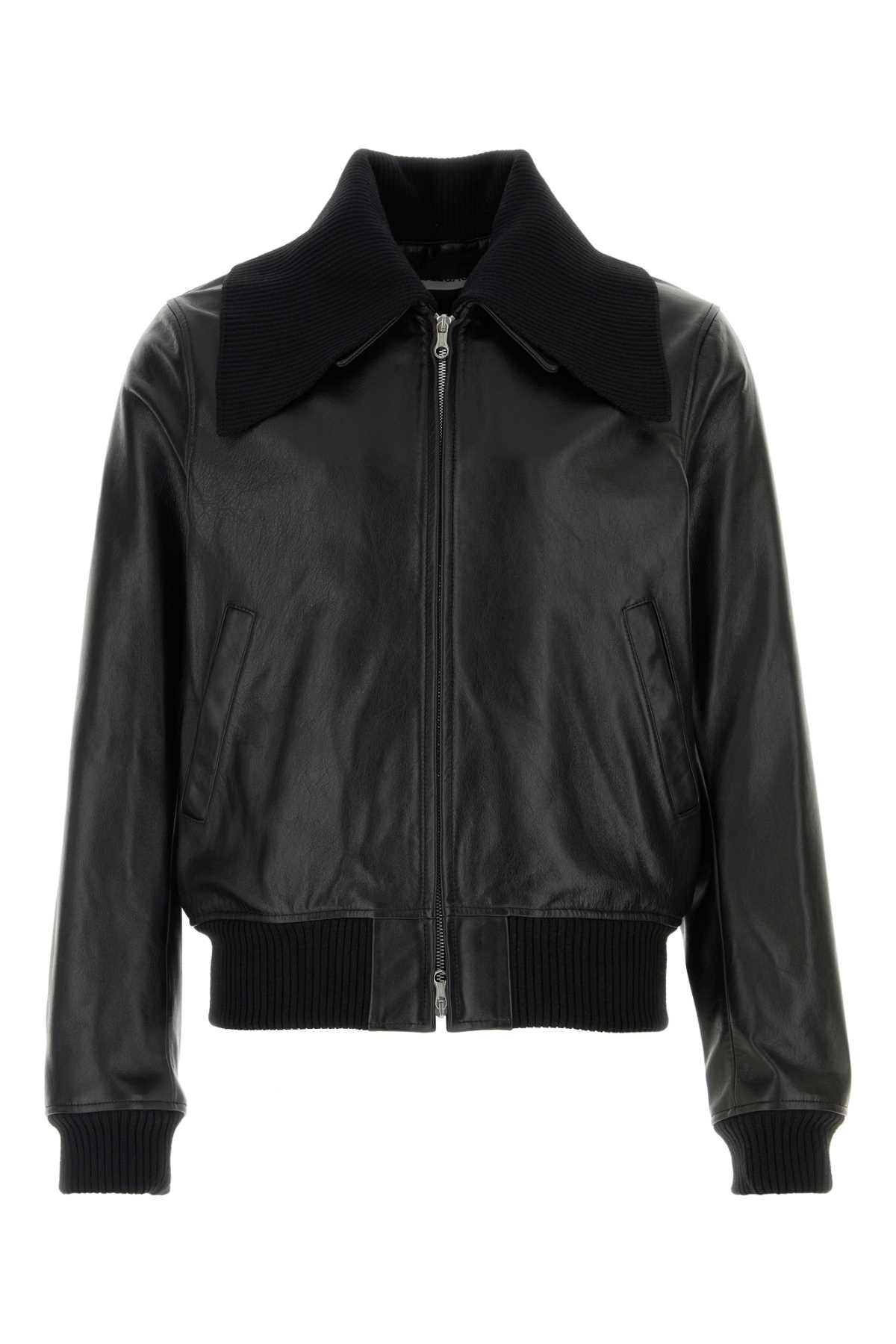 Our Legacy Black Leather Pharos Bomber Jacket