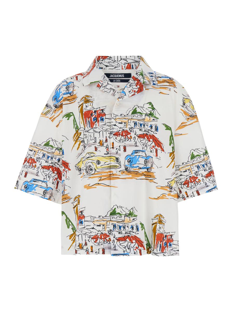 'La Chemise Casaco' Multicolor Bowling Shirt With Graphic Print In Cotton Man