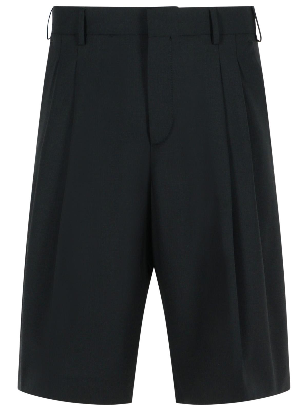 Laneus Black Virgin Wool Bermuda Shorts