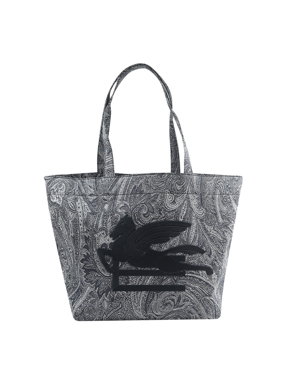 Etro Navy Blue Large Tote Bag With Paisley Jacquard Motif
