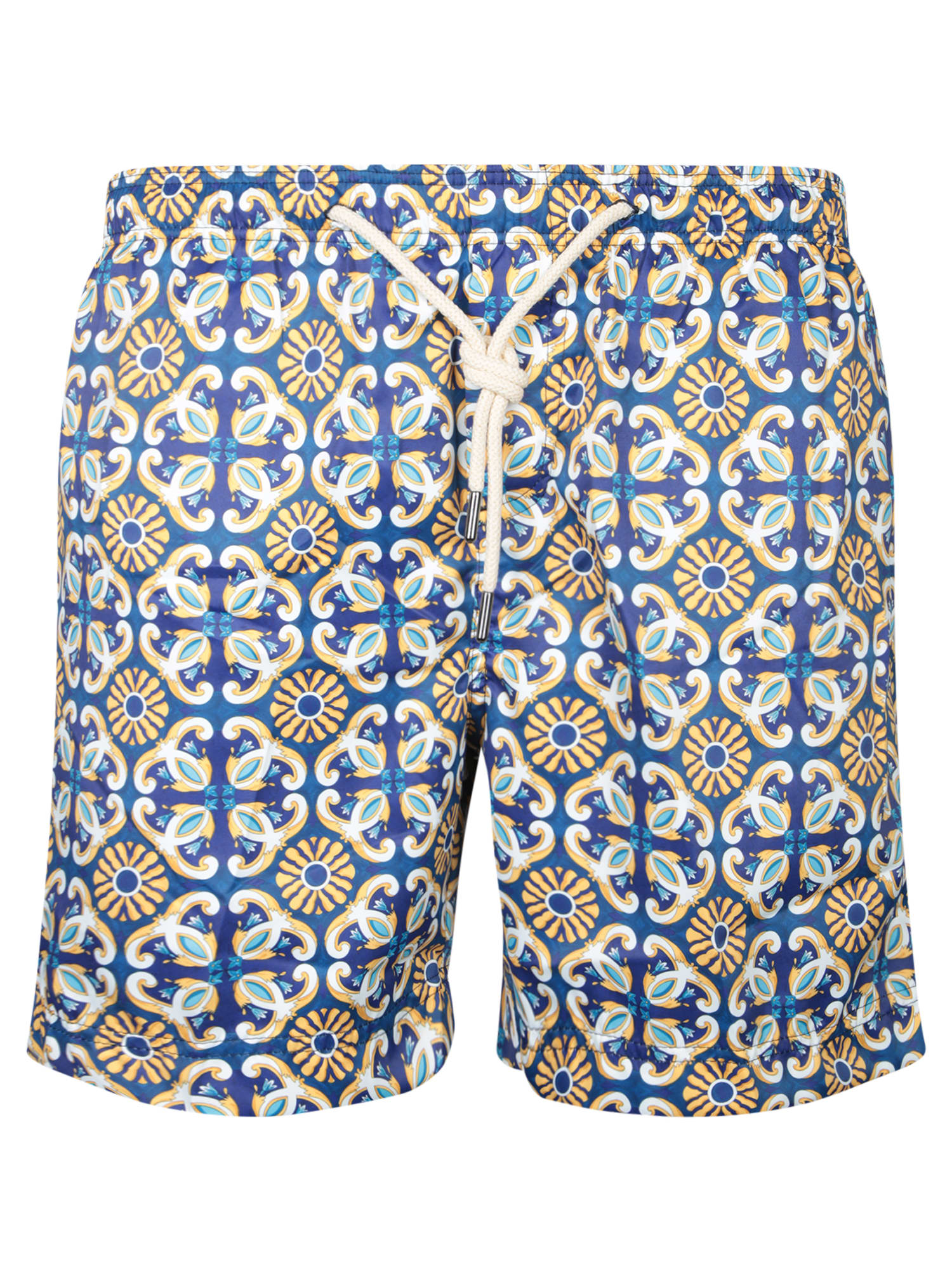 Peninsula Swimwear Blue/yellow Patterned Boxer Swim Shorts