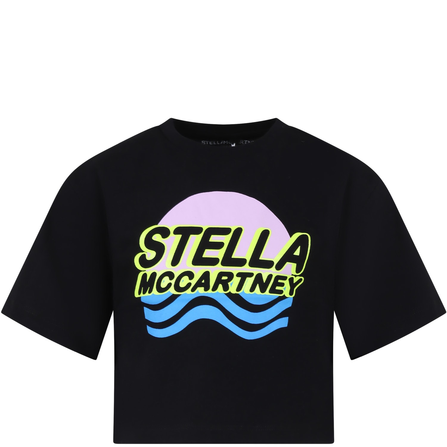 Stella McCartney Kids Black T-shirt For Girl With Logo