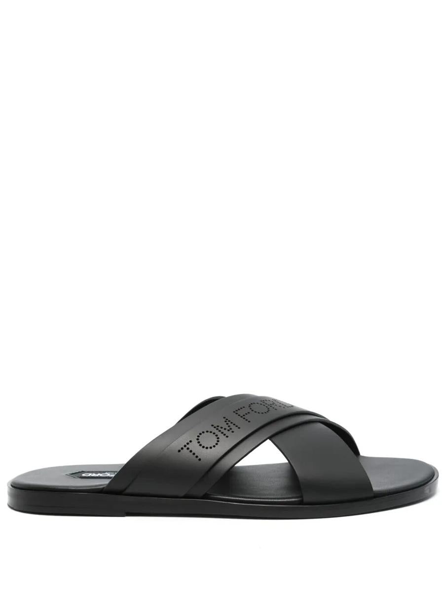 Tom Ford Preston Logo打孔拖鞋