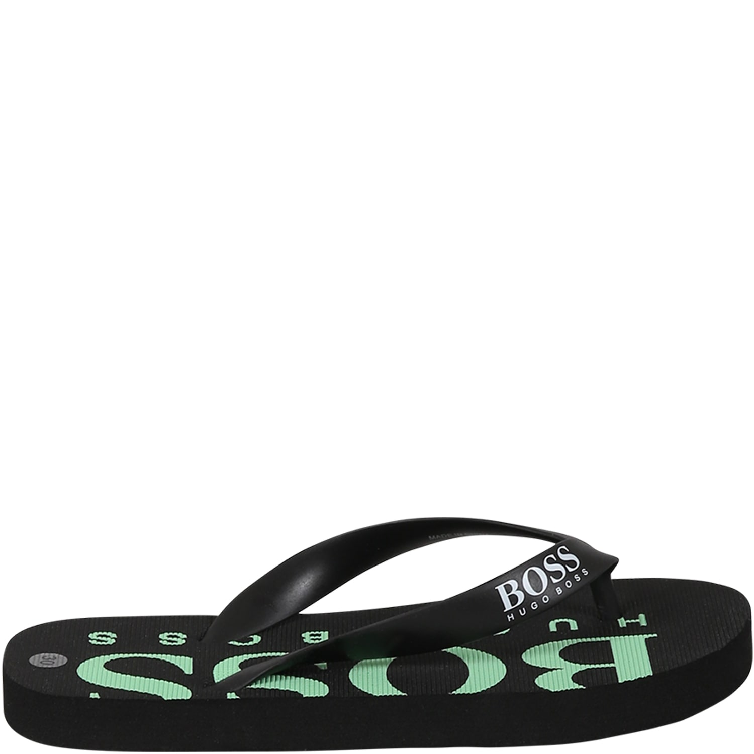 Hugo Boss Black Flip Flops For Boy With Logo