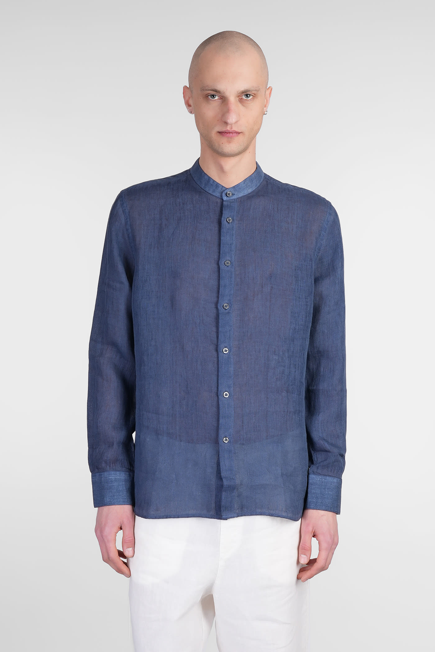120% Lino Shirt In Blue Linen