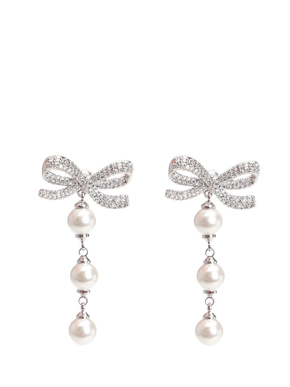 self-portrait Tiered Pearl Bow Earrings