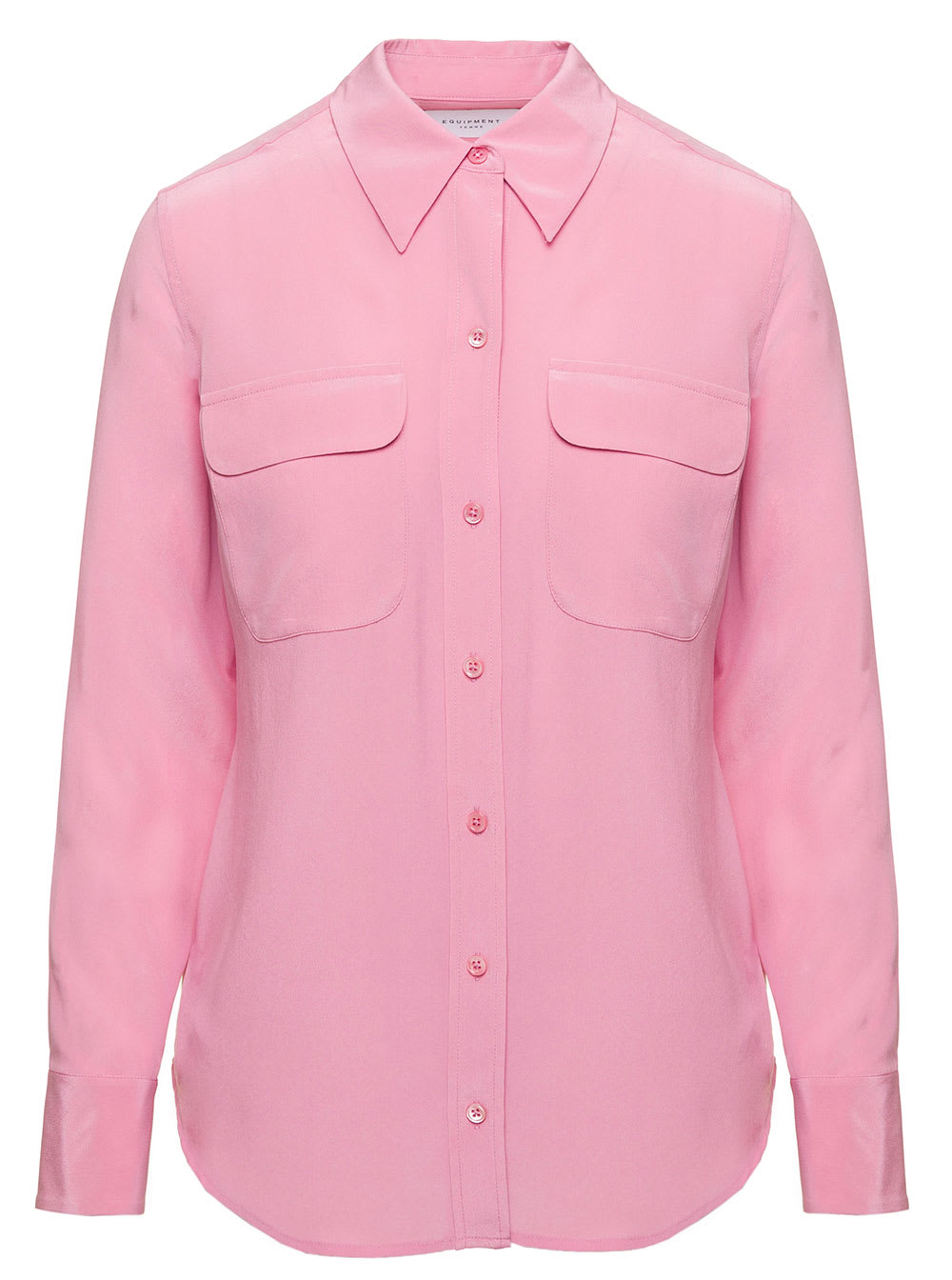 Pink Shirt With Patch Pockets With Flap In Silk Woman Equipment