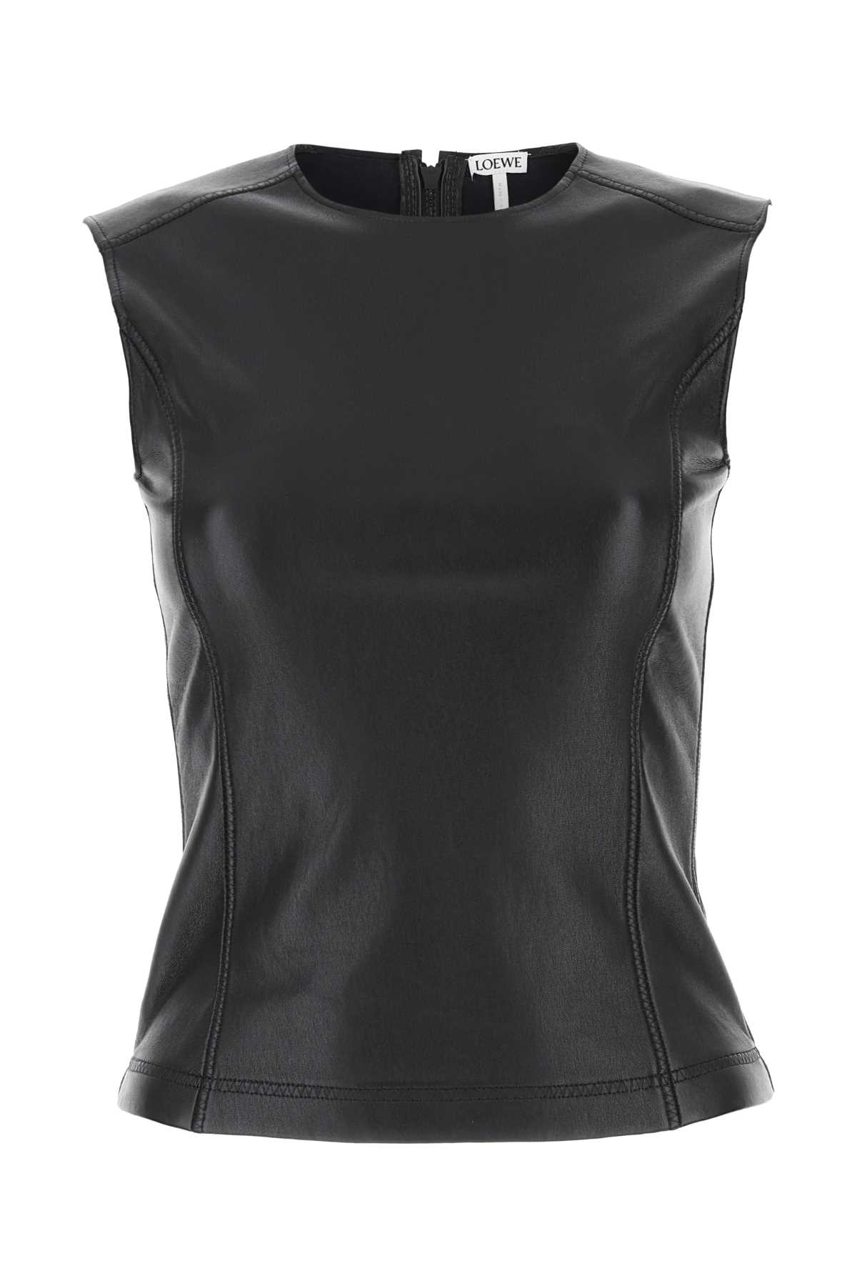 Loewe Black Leather And Fabric Top