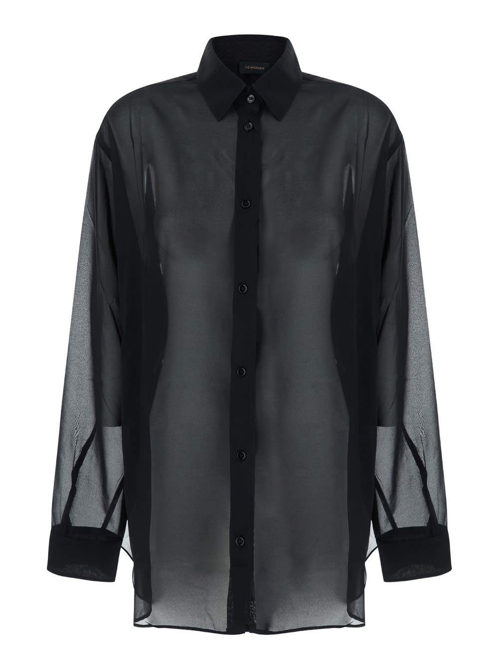 The Andamane Black Shirt With Buttons In Stretch Silk Woman