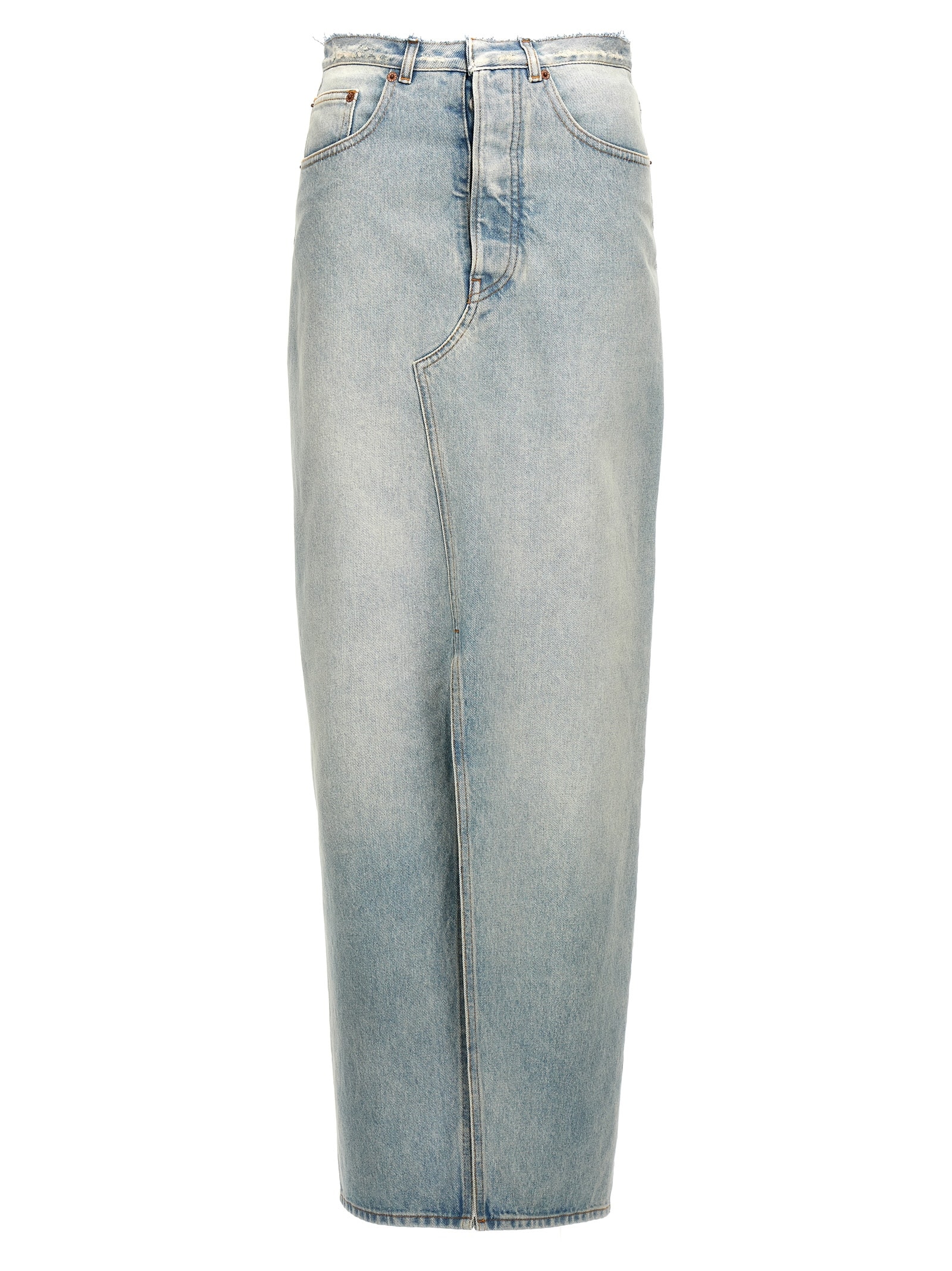 MM6 Maison Margiela Frayed Maxi Denim Skirt