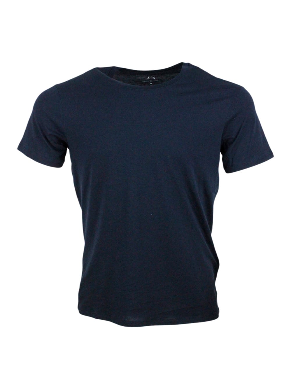 Armani Collezioni Short-sleeved Crew-neck T-shirt With Small Studded Logo On The Chest And Bottom